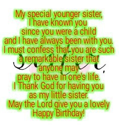 Birthday wishes for younger sister from elder sister 