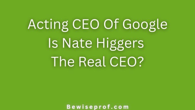 Acting CEO Of Google & Is Nate Higgers The Real CEO?